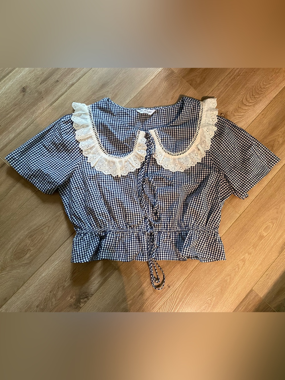 MISS SELFRIDGE gingham plaid cropped tie front top